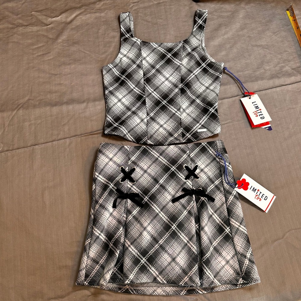 Limited‎ Too Girls 2-Piece Plaid Skirt Set Blue Black NWT Size S 7/8 302170